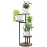 Soporte para Plantas de Madera y Acero de 5 Niveles con 5 Estantes Redondos Soporte para Macetas 43x43x70 cm Car... - Ogal.Es