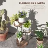 Soporte para Plantas de Madera y Acero de 5 Niveles con 5 Estantes Redondos Soporte para Macetas 43x43x70 cm Car... - Ogal.Es