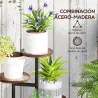 Soporte para Plantas de Madera y Acero de 5 Niveles con 5 Estantes Redondos Soporte para Macetas 43x43x70 cm Car... - Ogal.Es
