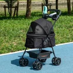 Carrito para Perros Plegable con Ruedas Universales Cesta de Almacenaje Ventanas de Malla y Bandeja 67x45x96 cm ... - Ogal.Es