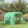 Invernadero de Túnel 4x2x2 m con Puerta Enrollable y 6 Ventanas de Malla Cubierta PE 140 g/m² Verde - Ogal.Es
