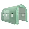Invernadero de Túnel 4x2x2 m con Puerta Enrollable y 6 Ventanas de Malla Cubierta PE 140 g/m² Verde - Ogal.Es