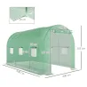 Invernadero de Túnel 4x2x2 m con Puerta Enrollable y 6 Ventanas de Malla Cubierta PE 140 g/m² Verde - Ogal.Es