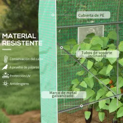 Invernadero de Túnel 4x2x2 m con Puerta Enrollable y 6 Ventanas de Malla Cubierta PE 140 g/m² Verde - Ogal.Es