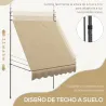 Toldo Manual Retráctil con Manivela 200x120x210-300 cm con Altura Ajustable Impermeable y Anti-UV Beige - Ogal.Es
