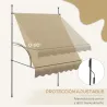 Toldo Manual Retráctil con Manivela 200x120x210-300 cm con Altura Ajustable Impermeable y Anti-UV Beige - Ogal.Es