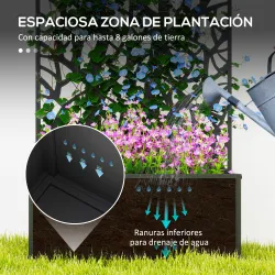 Jardinera Elevada con Panel de Privacidad de Ramas Decorativas de Metal y Opción de Montaje en Pared 61x23x113 c... - Ogal.Es