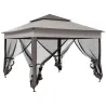 Carpa Plegable Gazebo 3,3x3,3 m con 4 Paredes Laterales de Malla Anti-UV y Bolsa de Transporte Gris - Ogal.Es