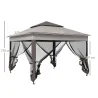 Carpa Plegable Gazebo 3,3x3,3 m con 4 Paredes Laterales de Malla Anti-UV y Bolsa de Transporte Gris - Ogal.Es