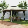 Cenador Plegable 3,6x3,6 m con Laterales de Malla UPF50+ Altura Ajustable Bolsa con Ruedas y Bolsas de Arena Crema - Ogal.Es
