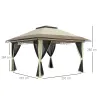 Cenador Plegable 3,6x3,6 m con Laterales de Malla UPF50+ Altura Ajustable Bolsa con Ruedas y Bolsas de Arena Crema - Ogal.Es