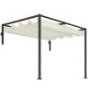 Pérgola de Pared 3x2 m con Techo Retráctil Tela de Poliéster Resistente al Agua para Jardín Patio Crema - Ogal.Es