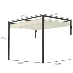 Pérgola de Pared 3x2 m con Techo Retráctil Tela de Poliéster Resistente al Agua para Jardín Patio Crema - Ogal.Es