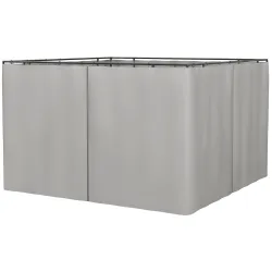 4 Paredes Laterales para Cenador 302x205 cm con 40 Ganchos y Anillos en C para Pérgola Gazebo Gris Claro - Ogal.Es