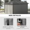 4 Paredes Laterales para Cenador 302x205 cm con 40 Ganchos y Anillos en C para Pérgola Gazebo Gris Claro - Ogal.Es