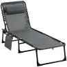 Tumbona Plegable con Respaldo Ajustable Reposacabezas Acolchado y Estructura de Acero para Exterior 189x58x30 cm... - Ogal.Es