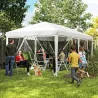 Carpa Plegable Pop-Up Gazebo 6x3 m con 6 Paredes Laterales de Malla Anti-UV y Bolsa de Transporte Crema - Ogal.Es