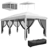 Carpa Plegable Pop-Up Gazebo 6x3 m con 6 Paredes Laterales de Malla Anti-UV y Bolsa de Transporte Crema - Ogal.Es