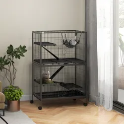 Jaula para Animales Pequeños con Ruedas Rampas Hamaca y Bandeja Extraíble para Chinchillas Hurones 80x52x128 cm ... - Ogal.Es