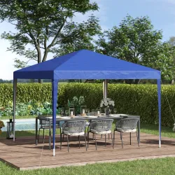 Carpa Plegable Gazebo 3x3 m con Altura Ajustable en 3 Niveles Toldo Anti-UV y Bolsa de Transporte Azul - Ogal.Es