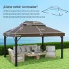 Toldo de Recambio 4x3 m con Techo Doble con Orificios de Drenaje y Protección UPF30+ Crema Solo Toldo NO Incluye... - Ogal.Es