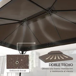Toldo de Recambio 4x3 m con Techo Doble con Orificios de Drenaje y Protección UPF30+ Crema Solo Toldo NO Incluye... - Ogal.Es