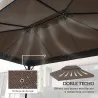 Toldo de Recambio 4x3 m con Techo Doble con Orificios de Drenaje y Protección UPF30+ Crema Solo Toldo NO Incluye... - Ogal.Es