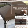 Toldo de Recambio 4x3 m con Techo Doble con Orificios de Drenaje y Protección UPF30+ Crema Solo Toldo NO Incluye... - Ogal.Es
