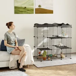 Recinto Modular para Animales Pequeños con Múltiples Niveles Puertas Amplias Rampas y Paneles de Resina PP 105x7... - Ogal.Es