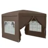 Carpa Plegable Pop-up 3x3 m con 4 Paredes Laterales Anti-UV y Bolsa de Transporte Café - Ogal.Es