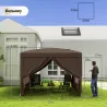 Carpa Plegable Pop-up 3x3 m con 4 Paredes Laterales Anti-UV y Bolsa de Transporte Café - Ogal.Es
