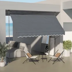 Toldo Manual Retráctil con Manivela 350x120x210-300 cm con Altura Ajustable Impermeable y Anti-UV Gris Oscuro - Ogal.Es