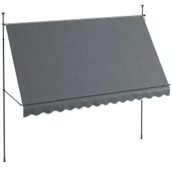 Toldo Manual Retráctil con Manivela 350x120x210-300 cm con Altura Ajustable Impermeable y Anti-UV Gris Oscuro - Ogal.Es
