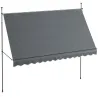 Toldo Manual Retráctil con Manivela 350x120x210-300 cm con Altura Ajustable Impermeable y Anti-UV Gris Oscuro - Ogal.Es