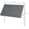 Toldo Manual Retráctil con Manivela 350x120x210-300 cm con Altura Ajustable Impermeable y Anti-UV Gris Oscuro - Ogal.Es