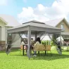 Carpa Plegable Gazebo 3,3x3,3 m con 4 Paredes Laterales de Malla Anti-UV y Bolsa de Transporte Gris Claro - Ogal.Es