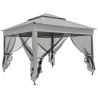 Carpa Plegable Gazebo 3,3x3,3 m con 4 Paredes Laterales de Malla Anti-UV y Bolsa de Transporte Gris Claro - Ogal.Es