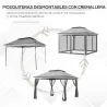 Carpa Plegable Gazebo 3,3x3,3 m con 4 Paredes Laterales de Malla Anti-UV y Bolsa de Transporte Gris Claro - Ogal.Es