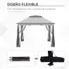 Carpa Plegable Gazebo 3,3x3,3 m con 4 Paredes Laterales de Malla Anti-UV y Bolsa de Transporte Gris Claro - Ogal.Es
