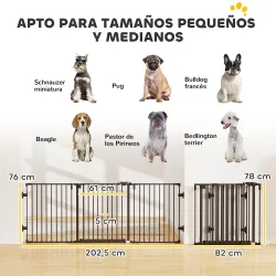 Barrera de Seguridad para Mascotas de 3 Paneles Puerta Auto Cierre y Diseño Plegable para Perros Pequeños 202,5x... - Ogal.Es