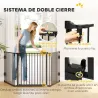 Barrera de Seguridad para Mascotas de 3 Paneles Puerta Auto Cierre y Diseño Plegable para Perros Pequeños 202,5x... - Ogal.Es