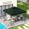 Toldo de Recambio 3x3 m con Techo Doble con Orificios de Drenaje y Protección UPF30+ Verde Solo Toldo NO Incluye... - Ogal.Es
