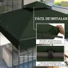 Toldo de Recambio 3x3 m con Techo Doble con Orificios de Drenaje y Protección UPF30+ Verde Solo Toldo NO Incluye... - Ogal.Es