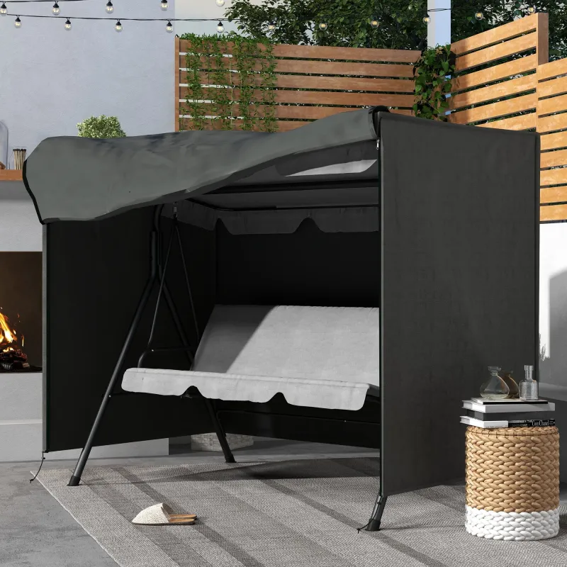 Funda para Balancín de Jardín con Cremallera Cubierta para Muebles de Exterior 205x124x164 cm Gris Oscuro - Ogal.Es