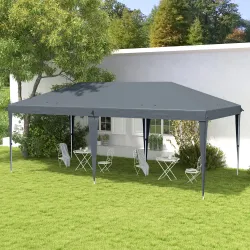 Carpa Plegable Gazebo 6x3 m con Altura Ajustable en 3 Niveles Toldo Anti-UV y Bolsa de Transporte Gris Claro - Ogal.Es