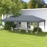 Carpa Plegable Gazebo 6x3 m con Altura Ajustable en 3 Niveles Toldo Anti-UV y Bolsa de Transporte Gris Claro - Ogal.Es