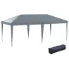 Carpa Plegable Gazebo 6x3 m con Altura Ajustable en 3 Niveles Toldo Anti-UV y Bolsa de Transporte Gris Claro - Ogal.Es
