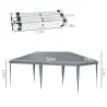 Carpa Plegable Gazebo 6x3 m con Altura Ajustable en 3 Niveles Toldo Anti-UV y Bolsa de Transporte Gris Claro - Ogal.Es