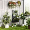 Jardinera Elevada con Panel de Privacidad de Hojas Decorativas de Metal y Opción de Montaje en Pared 61x23x113 c... - Ogal.Es