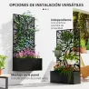 Jardinera Elevada con Panel de Privacidad de Hojas Decorativas de Metal y Opción de Montaje en Pared 61x23x113 c... - Ogal.Es